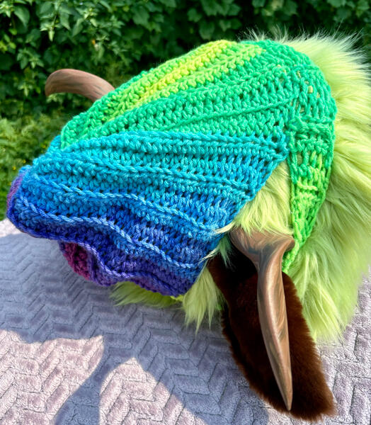 Green blue fursuit beanie