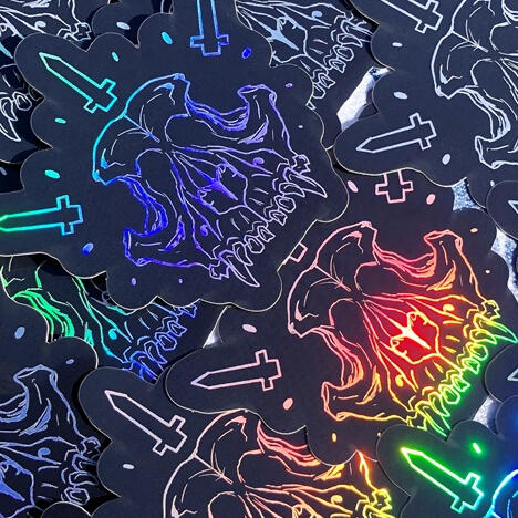 Holo skull sticker