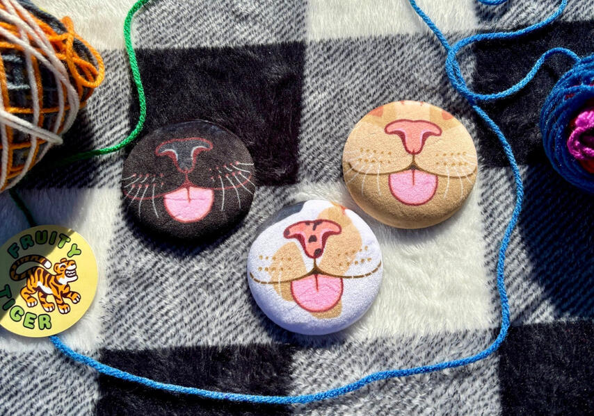 Cat plush button