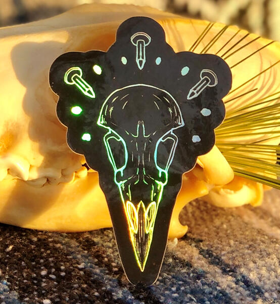 Holo skull sticker