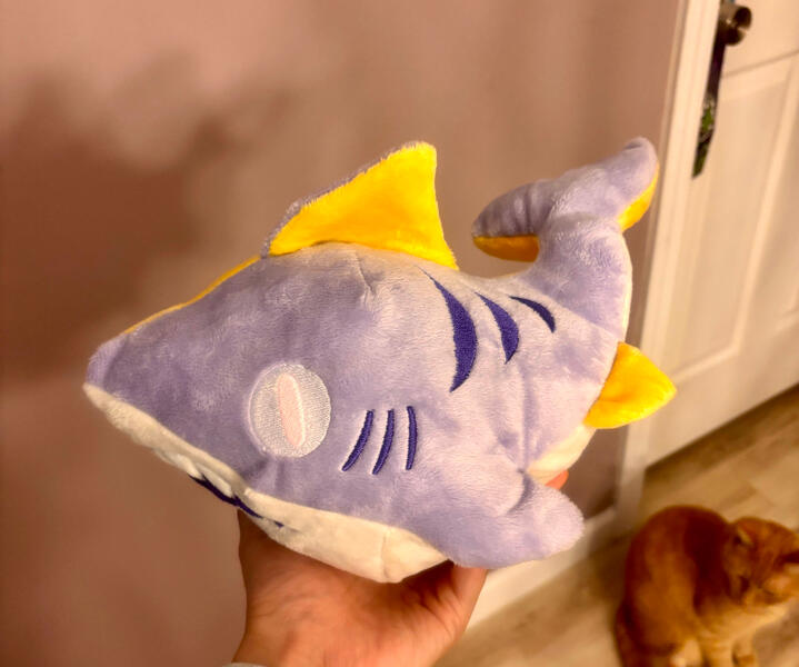 a shark with stripes and two colors