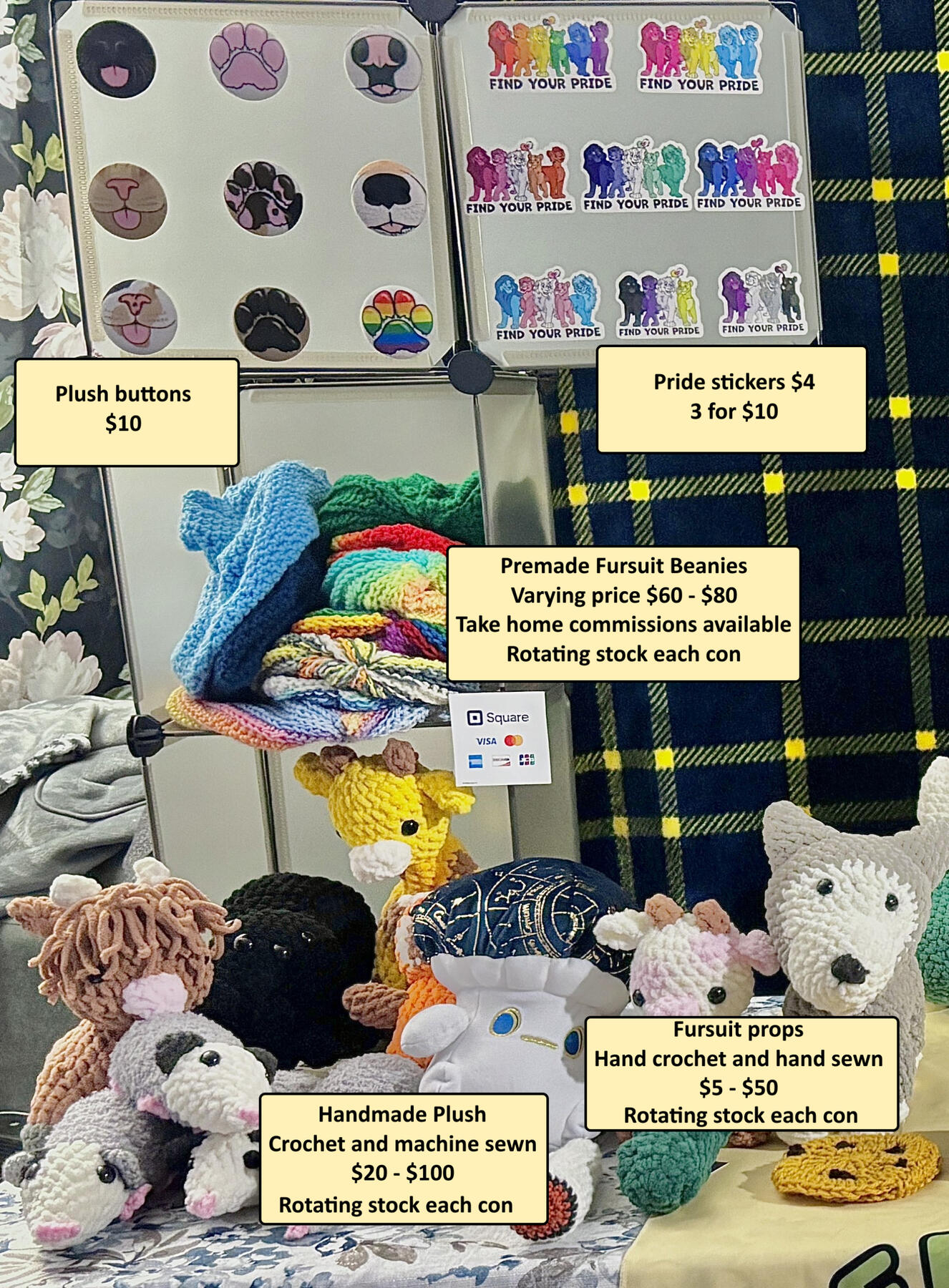 Fursuit accessories, animal plush, stickers, plush buttons Fursuit accessories, animal plush, stickers, plush buttons